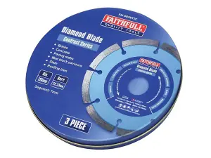 Faithfull FAIDBSET3C 115mm Segmented Diamond Grinder Blades x3 Pack XMS21DBLADE3