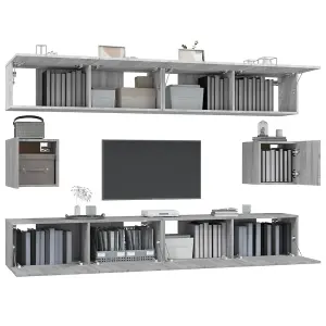 Berkfield 6 Piece TV Cabinet Set Grey Sonoma Engineered Wood