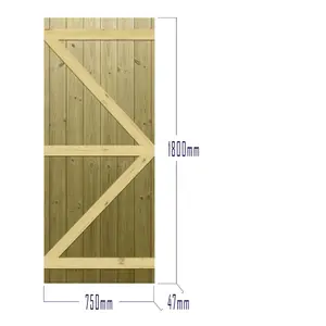 Premier Garden Supplies Pedestrian Gate 180cm (6ft) High x 75cm Wide Tongue & Groove Flat Top Semi-Braced Single Swing Gate