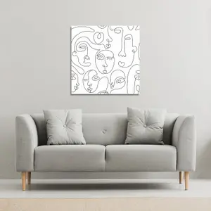 line drawing of faces (Canvas Print) / 101 x 101 x 4cm