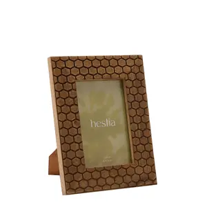 Hestia Honeycomb Carved Wood Photo Frame 4" x 6"