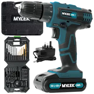 MYLEK BMC Cordless Drill with MYLEK 4ORCE 128 Piece Accessory Kit