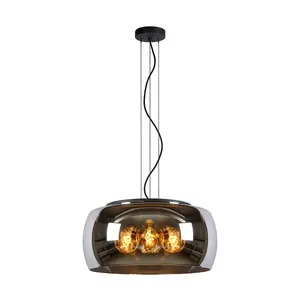 Lucide Olivia Modern Pendant Light 50cm - 3xE27 - Smoke Grey