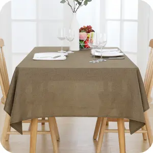 Deconovo Tablecloth Wipeable Faux Linen Water Resistant Tablecloth Rectangular Table Cover 137x200cm Taupe