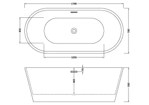 Contemporary Rounded Rectangular Freestanding Bath from Balterley - 1700mm x 780mm