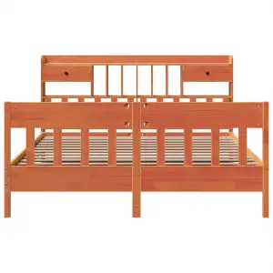 Berkfield Bed Frame without Mattress Wax Brown 200x200 cm Solid Wood Pine