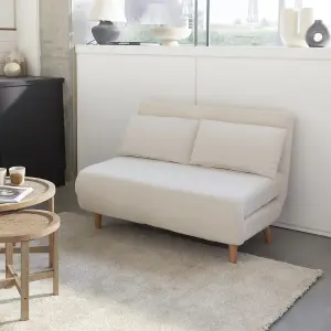 sweeek. 2-seater scandi-style folding sofa bed Guesta boucle Off-White Boucle 120x89x80 cm