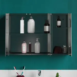 Bath Vida Tiano Stainless Steel Mirrored Triple Bathroom Cabinet