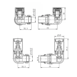 Right Radiators Manual Corner Radiator Valves 15mm Lockshield Central Heating Valve Chrome