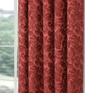 Home Curtains Buckingham Damask Fully Lined 45w x 72d" (114x183cm) Terracotta Pencil Pleat Curtains (PAIR)