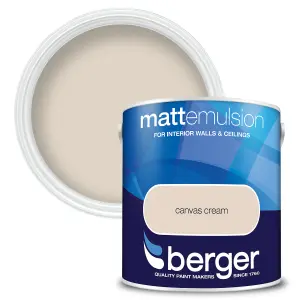 Berger Matt Emulsion Paint Canvas Cream - 2.5L