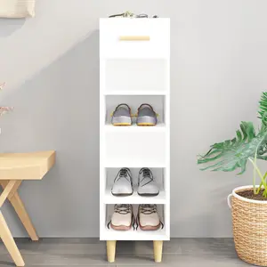 Berkfield Shoe Cabinet White 30x35x105 cm Engineered Wood