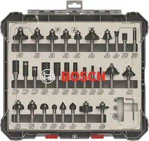 Bosch Professional 30-Piece Mixed Application Router Bit Set with 1/4" Shank