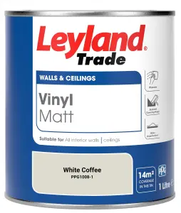 Leyland Trade Vinyl Matt Walls & Ceilings Emulsion Paint White Coffee (PPG1008-1) 1L