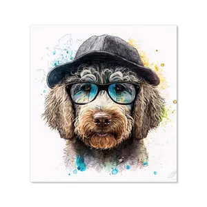 Labradoodle Dog Face Splashart Premium Glass Kitchen Splashback W900mm x H650mm