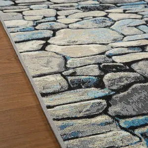 Abstract Modern Grey Outdoor Rug With Latex Backing for Patio, Deck, Garden - 160cm X 230cm (5ft. 2in. X 7ft. 6in.)