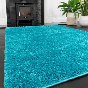 Soft Value Teal Blue Shaggy Area Rug 160x220cm