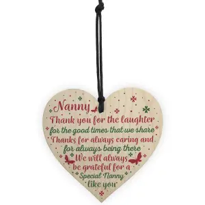 Red Ocean Nanny Gifts For Christmas Wooden Heart Thank You Nan Birthday Gift Grandparents Plaque