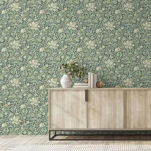 Marian Floral Wallpaper Green World of Wallpaper 204104