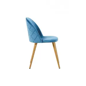 Set of 6 Lucia Velvet Dining Chairs Upholstered Dining Room Chairs, Blue