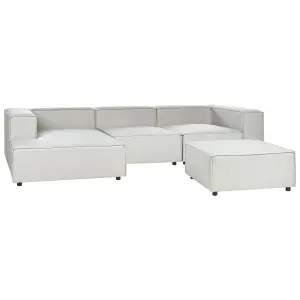 Corner Sofa with Ottoman APRICA Light Grey Right Hand