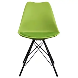 Soho Green Plastic Dining Chair with Black Metal Legs