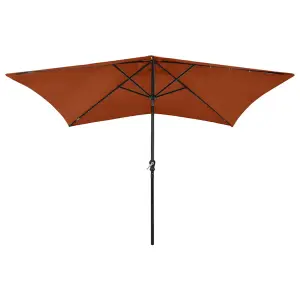 Berkfield Parasol with LEDs and Steel Pole Terracotta 2x3 m