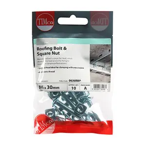 TIMCO Roofing Bolts & Square Nuts Silver - M6 x 30