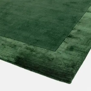 Green Bordered Wool Handmade Luxurious Modern Plain Easy to Clean Rug For Dining Room Bedroom And Living Room-160cm X 230cm