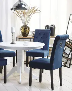 Set of 2 Dining Chairs VELVA II Velvet Dark Blue