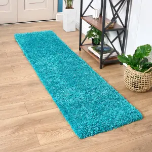 Teal Blue Thick Shaggy Rug - California