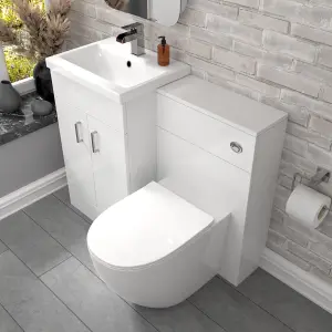 Nes Home 1000mm Freestanding White Basin Vanity & Back To Wall Toilet