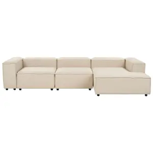 Left-Hand Corner Sofa ARDAL Beige Fabric 3 Seater Left Hand