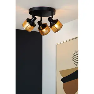 Lucide Rafa Classic Ceiling Spotlight 35cm - 3xE14 - Black