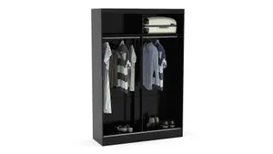 Birlea Lynx 2 Door Sliding Wardrobe With Mirror Black