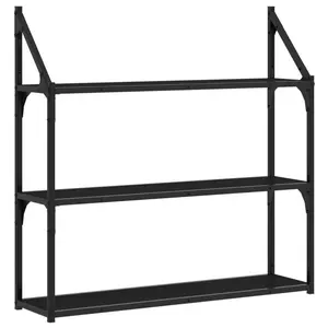 3 Piece Floating Shelf Black / 78.5 cm H x 31.5 cm W x 21 cm D