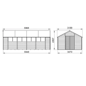 Forest Garden Overlap 20x10 ft Apex Wooden 2 door Shed with floor & 8 windows - Assembly service included