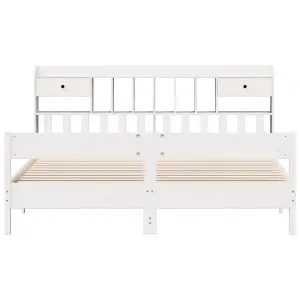 Berkfield Bookcase Bed without Mattress White 180x200cm Super King Solid Wood Pine