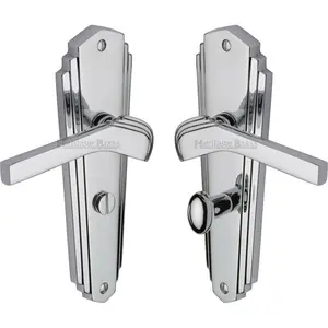 Heritage Door Handle for Bathroom Waldorf Design (Set of 2) Polished Chrome