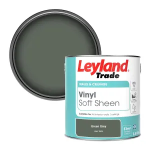 Leyland Trade Vinyl Soft Sheen Walls & Ceilings Emulsion Paint Green Grey (RAL 7009) - 2.5L