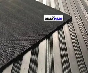 1.2m x 9m American Ribbed Rubber Flooring  Heavy Duty 3mm Non Slip Surface for Large Scale Projects