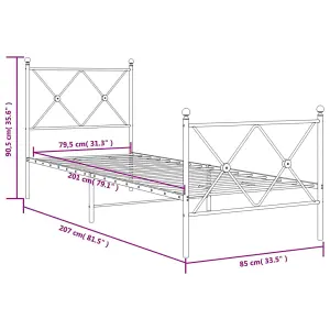 Berkfield Metal Bed Frame without Mattress with Footboard White 80x200cm