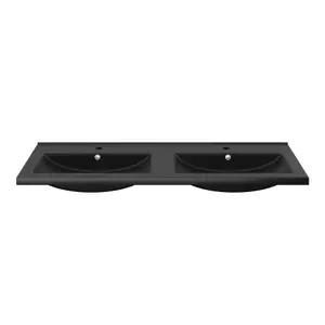 GoodHome Nira Matt Black Rectangular Vanity Basin (W)121.5cm