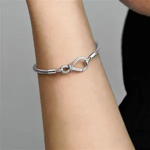 Pandora Moments Infinity Knot Snake Chain Bracelet - Sterling Silver - Sz. 17 cm