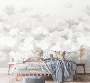 Galerie Crafted Silver/Grey Clouds 4-Panel Wall Mural