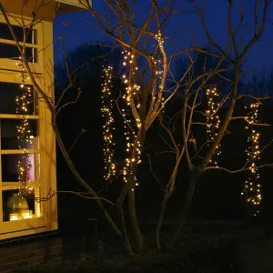 Cascading LED Meteor Fairy Lights - 480 Warm White Hanging Indoor or Outdoor Lighting in 60cm, 80cm and 100cm Drops