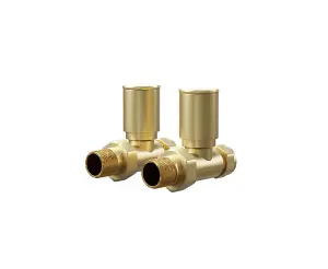 Banyetti Straight Radiator Valves - Brushed Brass