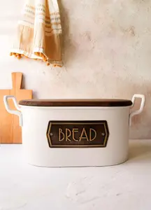 Rozi White Bread Bin - 17 cm (H) x40 cm (W) x 20 cm (D)