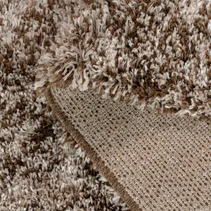 Super Soft Mottled Tonal Brown & Beige Shaggy Area Rug 80x150cm