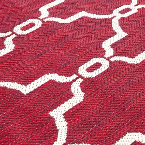 Red Outdoor Rug, Geometric Stain-Resistant Rug For Patio Decks Garden Balcony, Modern Outdoor Area Rug-80cm X 150cm